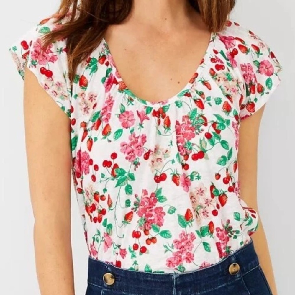 Ann Taylor floral berries print top.
